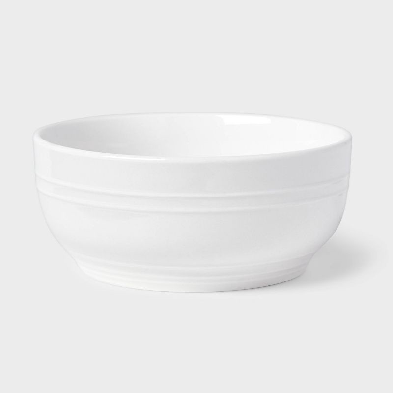 slide 5 of 5, 12pc Stoneware Westfield Dinnerware Set White - Threshold™: Solid Plate & Dish Set, Microwave & Dishwasher Safe, 12 ct