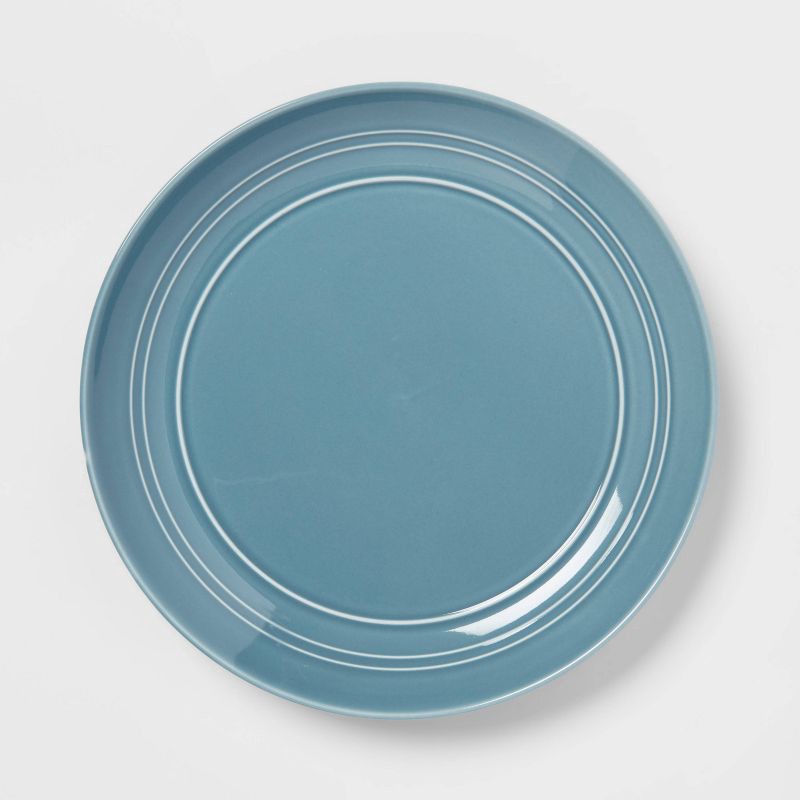 slide 3 of 5, 12pc Stoneware Westfield Dinnerware Set Blue - Threshold™: Solid Dish Set, Microwave & Dishwasher Safe, Service for 4, 12 ct