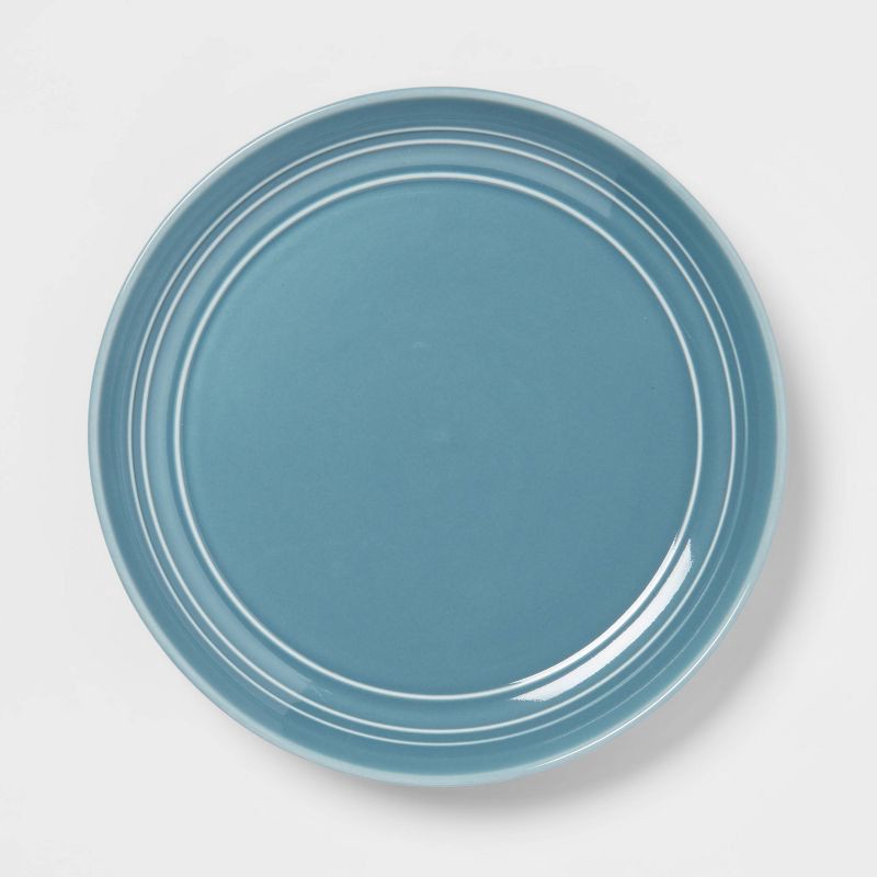 slide 4 of 5, 12pc Stoneware Westfield Dinnerware Set Blue - Threshold™: Solid Dish Set, Microwave & Dishwasher Safe, Service for 4, 12 ct