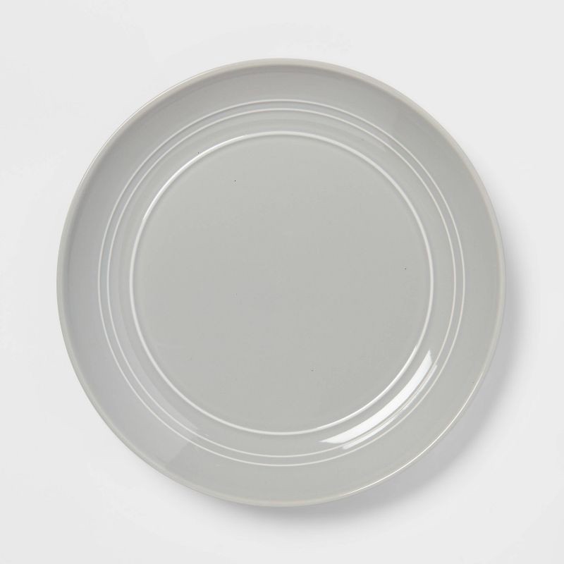 slide 3 of 5, 12pc Stoneware Westfield Dinnerware Set Gray - Threshold™: Solid Dish Set, Microwave & Dishwasher Safe, Service for 4, 12 ct