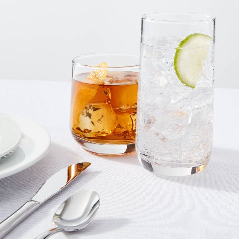 slide 2 of 4, 12pc Glass Shoreham Double Old Fashion and Highball Glasses Set - Threshold™: Drinking Glasses Set, Dishwasher-Safe, 12 ct