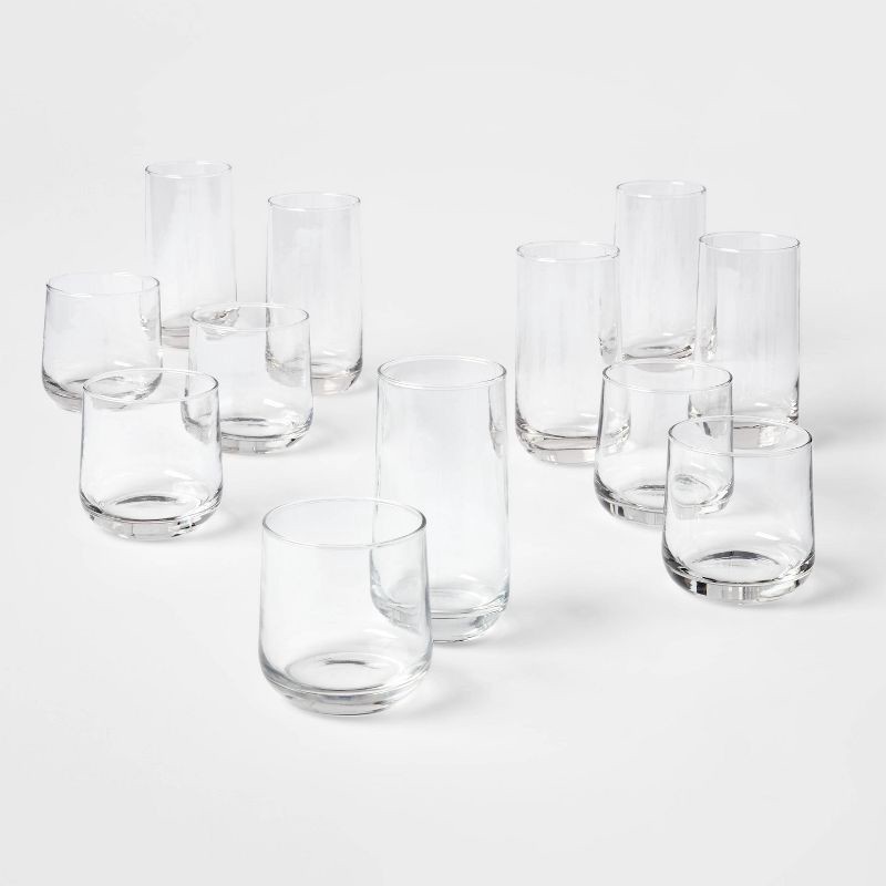 slide 1 of 4, 12pc Glass Shoreham Double Old Fashion and Highball Glasses Set - Threshold™, 12 ct