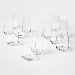 12pc Glass Shoreham Double Old Fashion and Highball Glasses Set - Threshold™: Drinking Glasses Set, Dishwasher-Safe