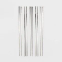 5pk Chopstick Set Silver - Threshold™: Stainless Steel, Traditional Style, Dishwasher-Safe, 9.25" Length, Service for 5