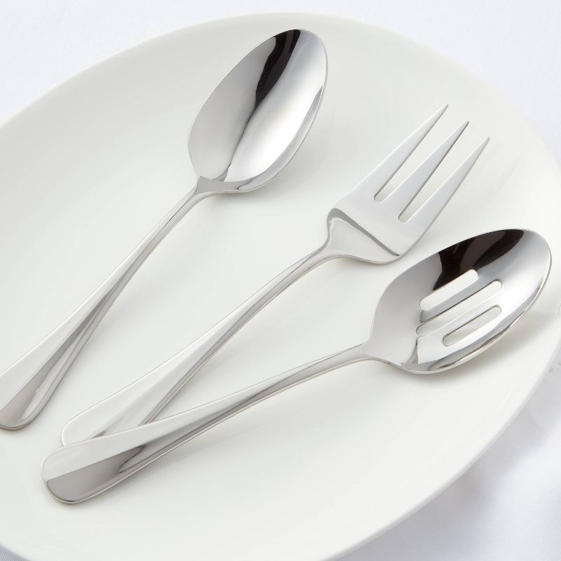 slide 2 of 3, 3pc Sussex Serve Set Silver - Threshold™: Stainless Steel Serving Utensils, Fork & Spoons, Dishwasher-Safe, 3 ct