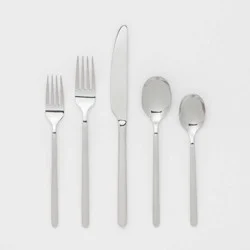 20pc Flatware Set Silver - Room Essentials™: Stainless Steel Silverware Set, Service for 4, Includes Forks, Spoons, Knives