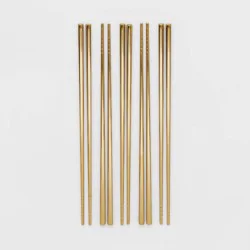 5pk Chopstick Set Gold - Threshold™: Stainless Steel, Traditional Style, Reusable, Dishwasher-Safe, 9.25&quot; Length
