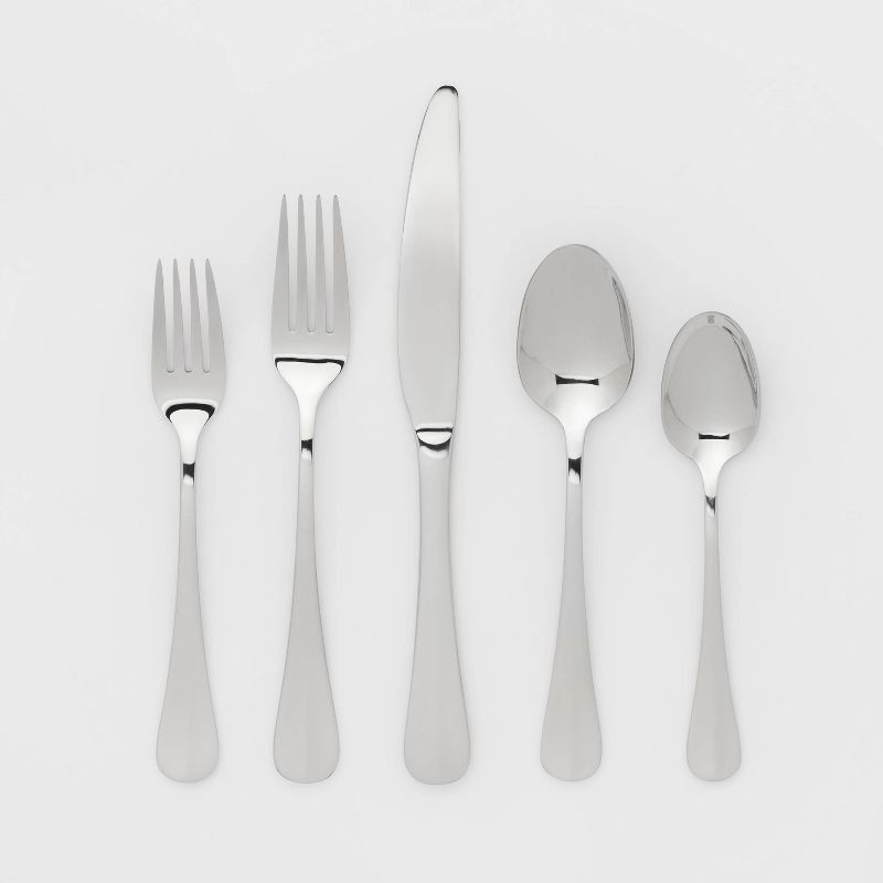 slide 1 of 3, 20pc Sussex Flatware Set Silver - Threshold™: Stainless Steel Silverware, Service for 4, Dishwasher-Safe, 20 ct