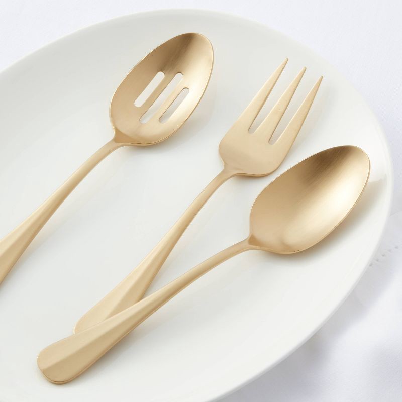 slide 2 of 3, 3pc Sussex Serve Set Gold - Threshold™: Stainless Steel Serving Utensils, Hostess Set, Dishwasher-Safe, 3 ct