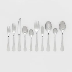 45pc Sussex Flatware Set Silver - Threshold™: Stainless Steel Silverware, Service for 8, Dishwasher-Safe