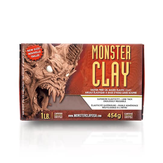 slide 1 of 5, Monster Clay 1lb. Medium Brown Elastic Clay, 1 lb