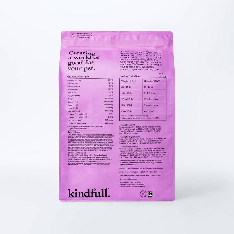 slide 3 of 8, Lamb & Brown Rice Recipe Dry Dog Food - 23lbs - Kindfull™, 23 lb