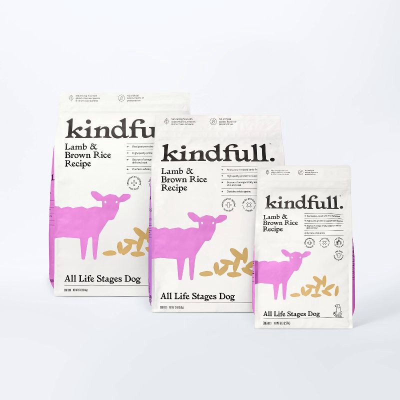 slide 4 of 8, Lamb & Brown Rice Recipe Dry Dog Food - 23lbs - Kindfull™, 23 lb