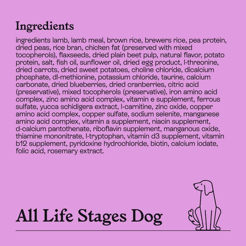 slide 6 of 8, Lamb & Brown Rice Recipe Dry Dog Food - 23lbs - Kindfull™, 23 lb