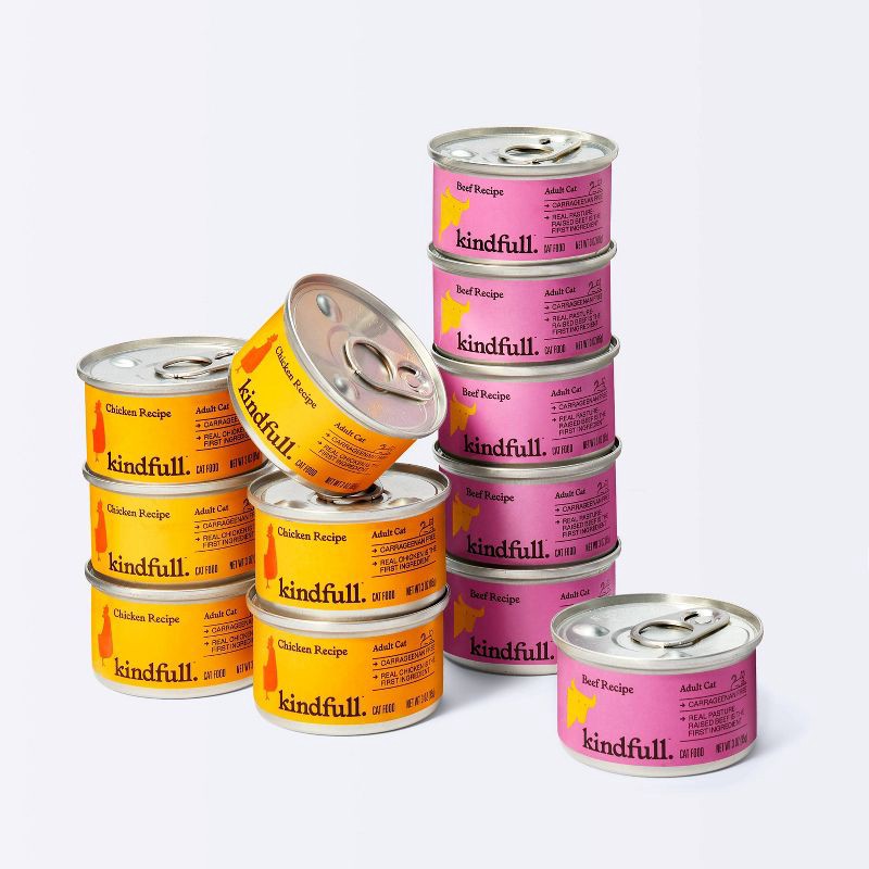 slide 4 of 8, Chicken and Beef Pate Variety Pack Wet Cat Food - Kindfull™ 36oz/12ct, 12 ct; 36 oz
