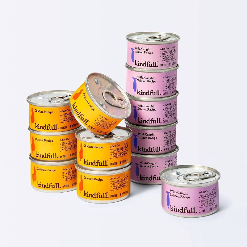 slide 4 of 8, Chicken and Salmon Pate Variety Pack Wet Cat Food - Kindfull™ 36oz/12ct, 12 ct; 36 oz