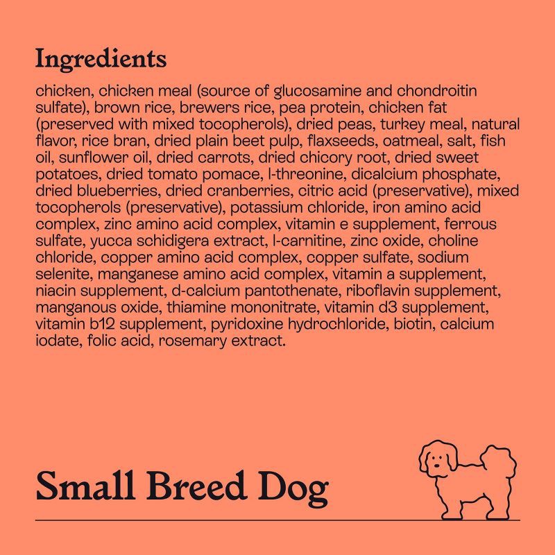 slide 6 of 8, Chicken & Brown Rice Recipe Small Breed Dry Dog Food - 5lbs - Kindfull™, 5 lb
