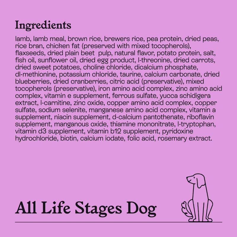 slide 6 of 8, Lamb & Brown Rice Recipe Dry Dog Food - 5lbs - Kindfull™, 5 lb