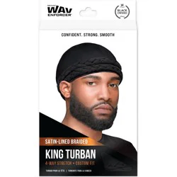 Wav Enforcer Satin Lined Braided King Turban for Textured Hair