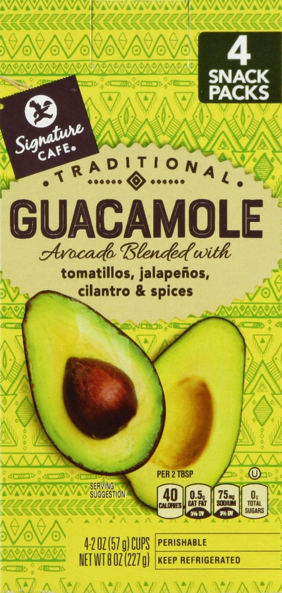 slide 2 of 4, Signature Select Mild Traditional Guacamole Snack Pack 4 - 2 oz Packs, 8 oz