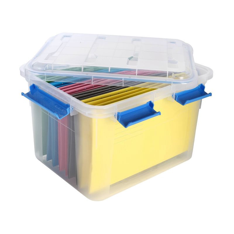 slide 2 of 3, Ezy Storage 33.8qt IP67 Waterproof File Storage Box: Stackable, Clear Utility Bin for Documents & Tools, 33.8 qt
