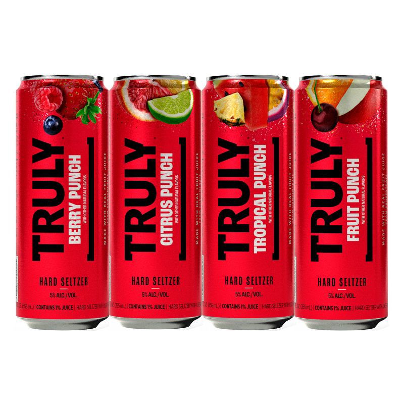 slide 2 of 8, Truly Spiked & Sparkling Truly Hard Seltzer Punch Mix Pack - 12pk/12 fl oz Slim Cans, 12 ct; 12 fl oz