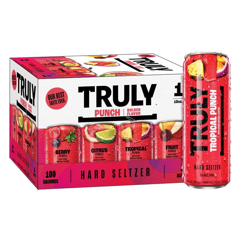 slide 1 of 8, Truly Spiked & Sparkling Truly Hard Seltzer Punch Mix Pack - 12pk/12 fl oz Slim Cans, 12 ct; 12 fl oz