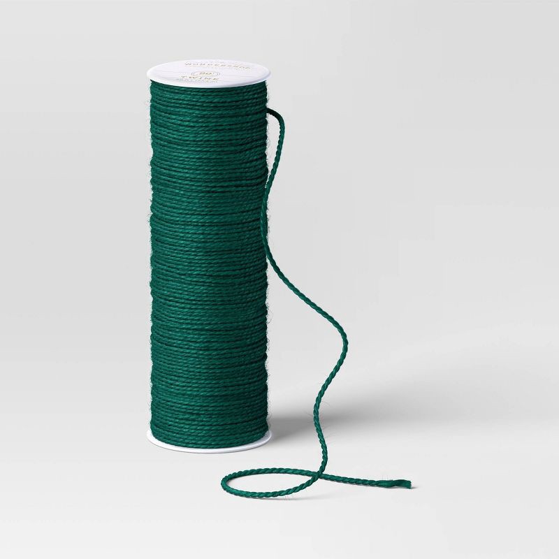 slide 3 of 3, 2" Jute Christmas Ribbon Green 90ft - Wondershop™, 90 ft