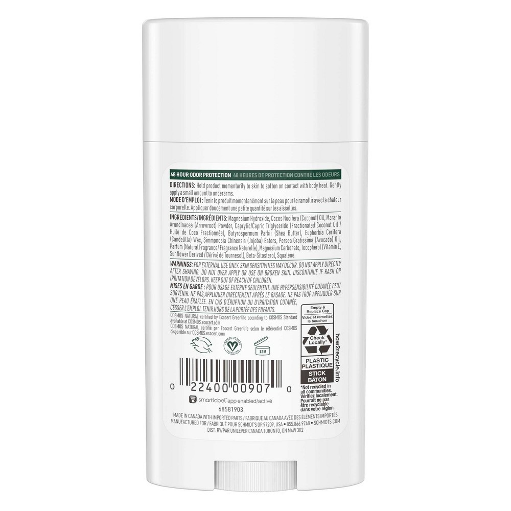 slide 2 of 3, Schmidt's Avo + Lemon Grass Aluminum-Free Natural Sensitive Skin Deodorant Stick, 2.65 oz