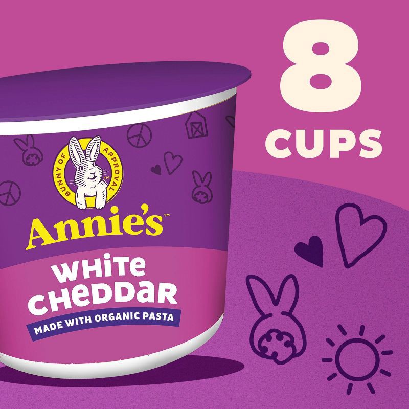 slide 2 of 7, Annie's White Cheddar Mac and Cheese Microwavable Cups - 16.08oz/8pk, 16.08 oz, 8 ct