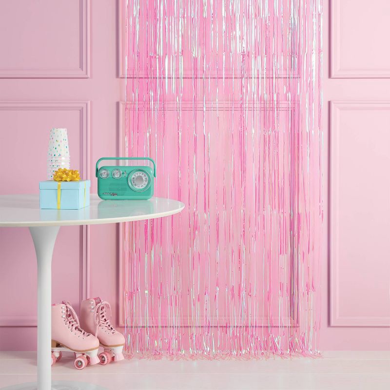 slide 2 of 4, Fringe Backdrop Décor Pink - Spritz™, 1 ct