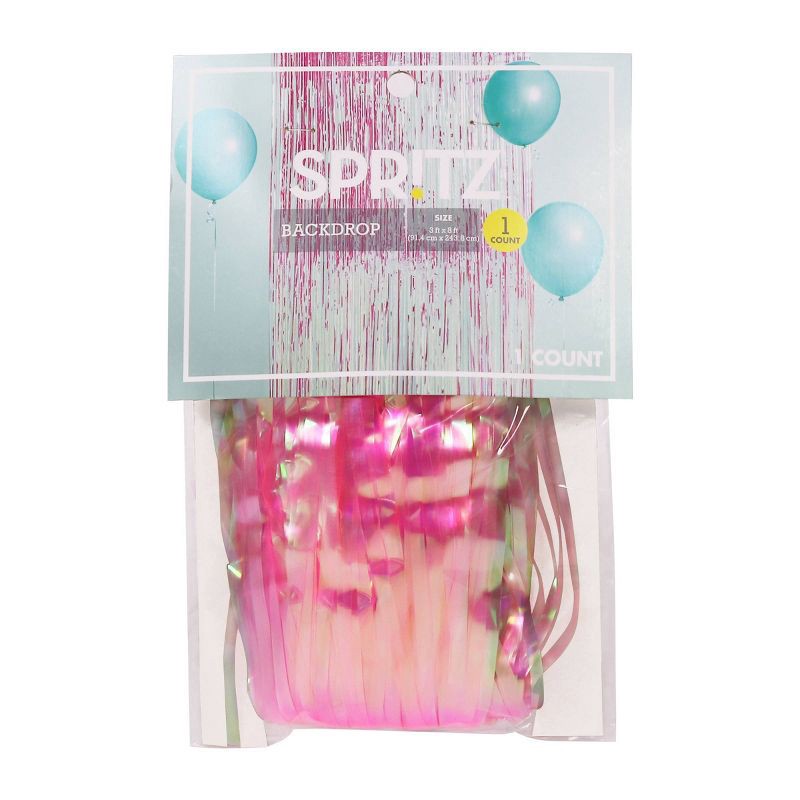 slide 1 of 3, Fringe Backdrop Décor Pink - Spritz™, 1 ct