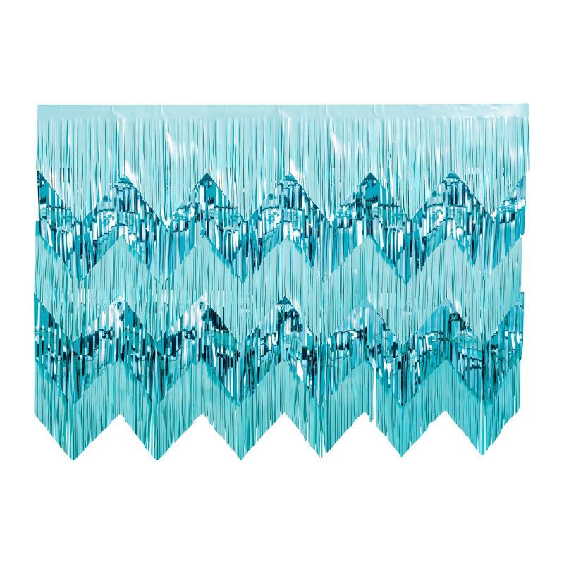 slide 3 of 3, Metallic Mix Fringe Backdrop Décor Blue - Spritz™, 1 ct