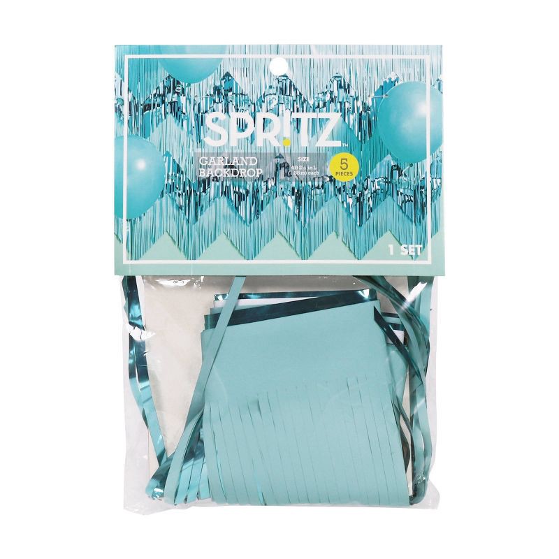 slide 1 of 3, Metallic Mix Fringe Backdrop Décor Blue - Spritz™, 1 ct