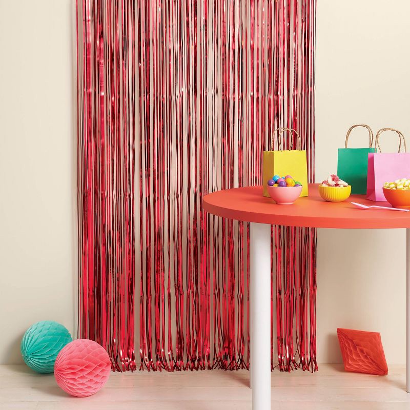 slide 2 of 4, Fringe Backdrop Décor Red - Spritz™, 1 ct