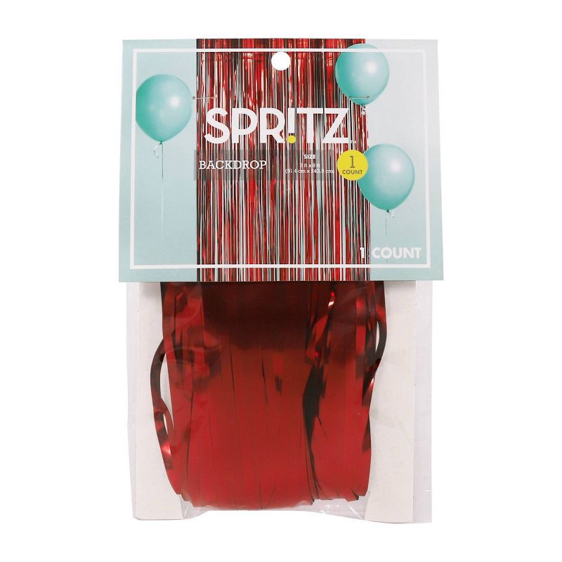 slide 1 of 3, Fringe Backdrop Décor Red - Spritz™, 1 ct