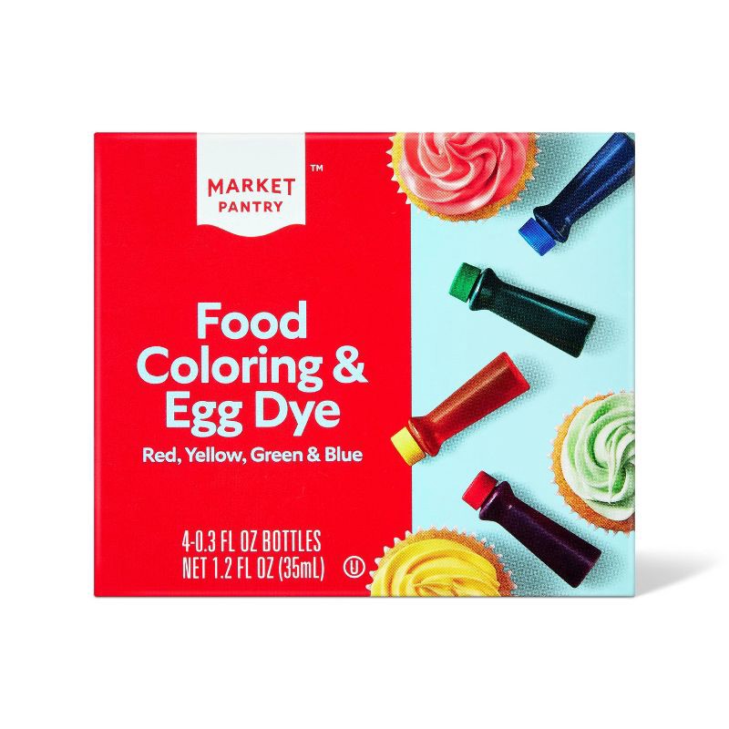 slide 1 of 4, Food Coloring & Egg Dye 4pk 1.2 fl oz - Market Pantry™, 4 ct, 1.2 fl oz