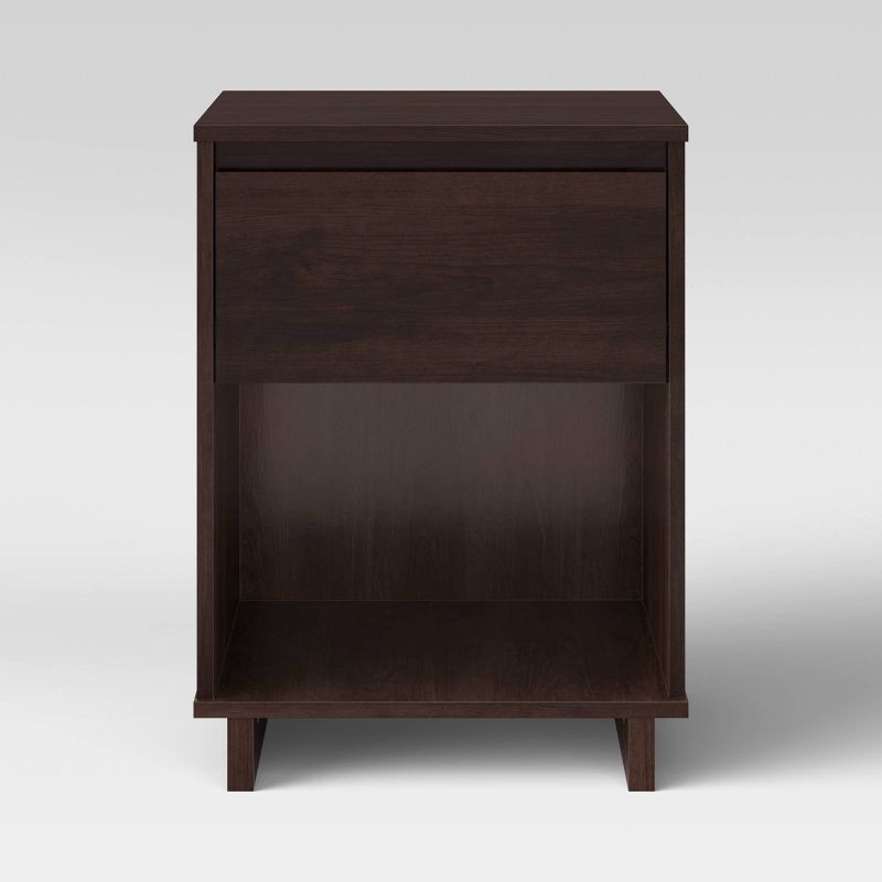 slide 4 of 8, Modern Nightstand Espresso - Room Essentials™: Laminated Particle Board Bedside Table with Storage Compartment, 1 ct