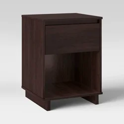 Modern Nightstand Espresso - Room Essentials™: Laminated Particle Board Bedside Table with Storage Compartment