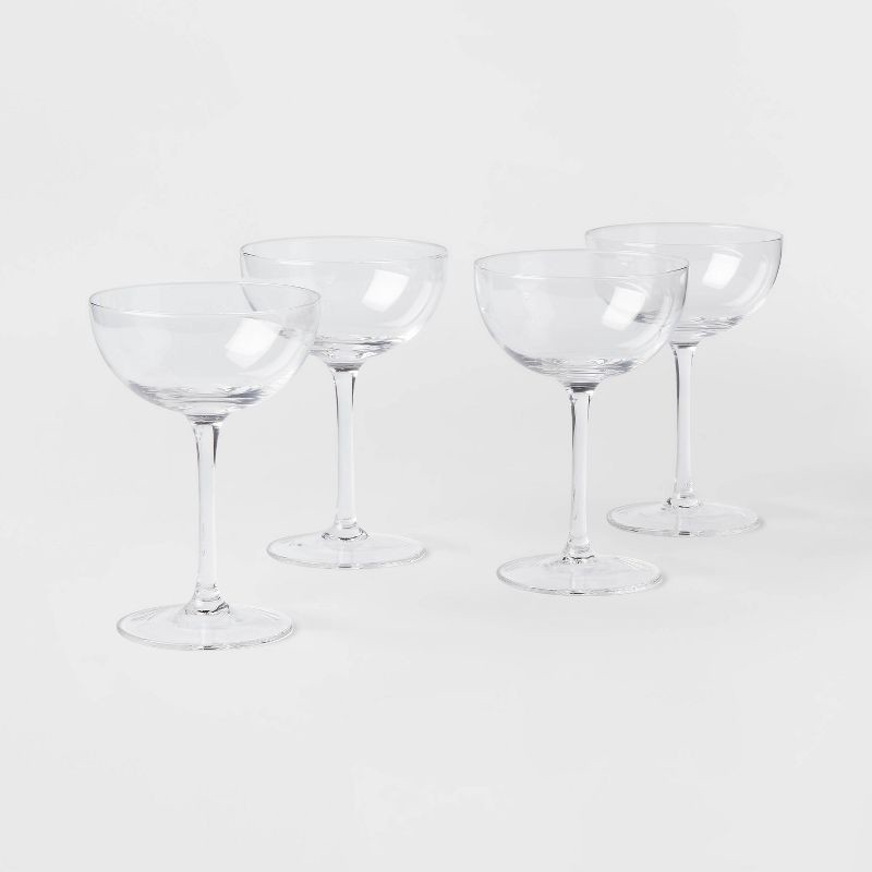 slide 1 of 3, 6oz 4pk Glass Entertaining Cocktail Coupe Glasses - Threshold™: Lead-Free, Dishwasher-Safe, Traditional Style Drinkware Set, 4 ct; 6 oz