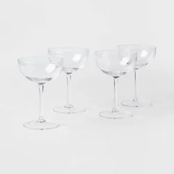 6oz 4pk Glass Entertaining Cocktail Coupe Glasses - Threshold™: Lead-Free, Dishwasher-Safe, Traditional Style Drinkware Set