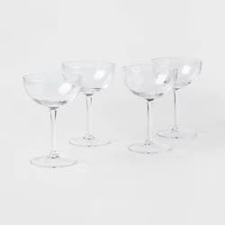 6oz 4pk Glass Entertaining Cocktail Coupe Glasses - Threshold™: Lead-Free, Dishwasher-Safe, Traditional Style Drinkware Set