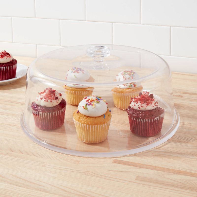 slide 2 of 9, 12" Plastic Cake Tray with Lid - Room Essentials™: Round Dessert & Bakery Tray, Dishwasher-Safe, Clear, 1 ct