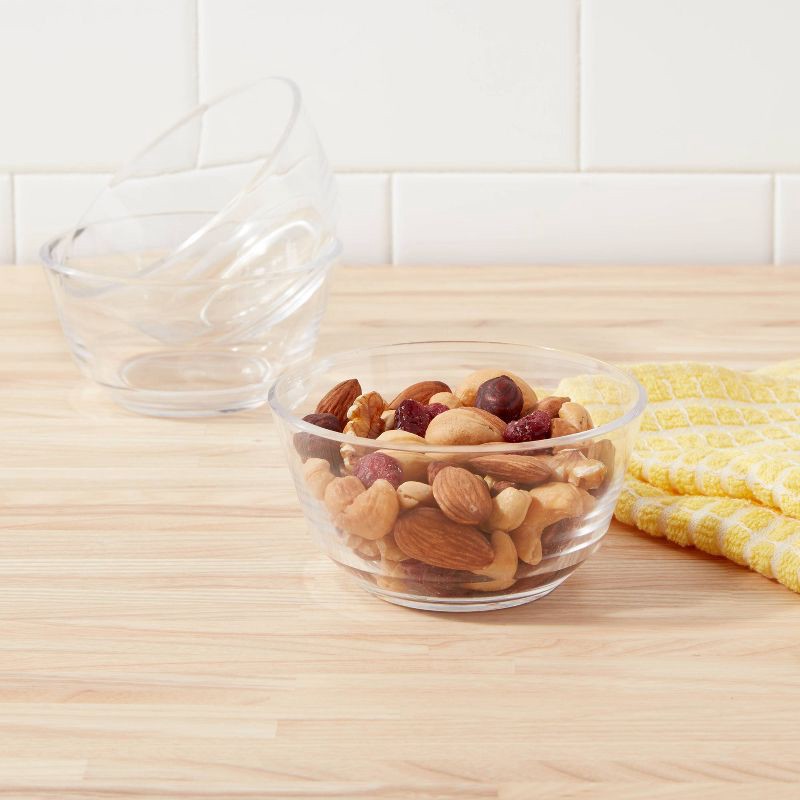 slide 2 of 3, 8oz 3pk Plastic Mini Bowls - Room Essentials™: Clear Snack Bowls, Dishwasher-Safe, Small Round Dining Set, 3 ct; 8 oz