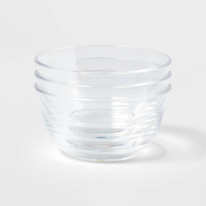 slide 3 of 3, 8oz 3pk Plastic Mini Bowls - Room Essentials™: Clear Snack Bowls, Dishwasher-Safe, Small Round Dining Set, 3 ct; 8 oz
