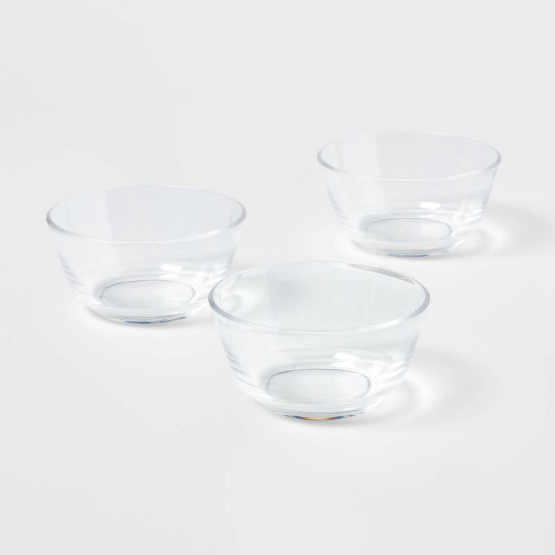 slide 1 of 3, 8oz 3pk Plastic Mini Bowls - Room Essentials™: Clear Snack Bowls, Dishwasher-Safe, Small Round Dining Set, 3 ct; 8 oz