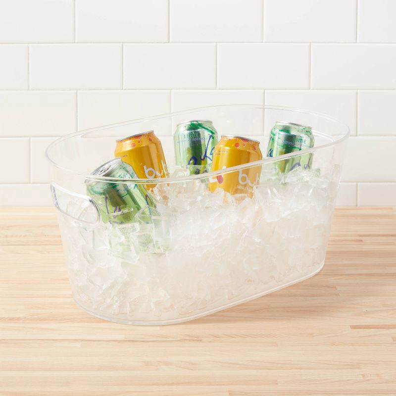 slide 2 of 3, 4gal Plastic Beverage Tub - Room Essentials™: Clear Drink Bucket, Ice Bucket, Dishwasher-Safe, 4 gal