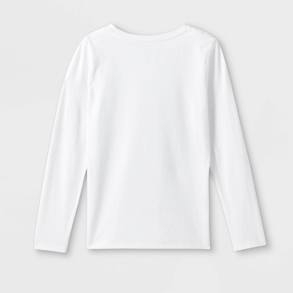 slide 2 of 2, Girls' Long Sleeve T-Shirt - Cat & Jack White M, 1 ct