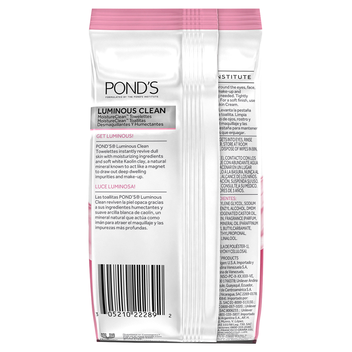 slide 2 of 2, Pond's Luminous Clean Wet Cleansing Towelettes, 30 ct