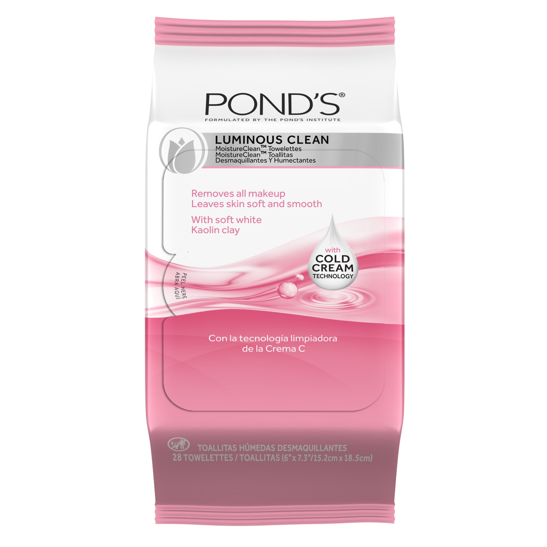 slide 1 of 2, Pond's Luminous Clean Wet Cleansing Towelettes, 30 ct